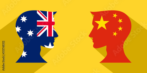 face to face concept. australia vs china. vector illustration