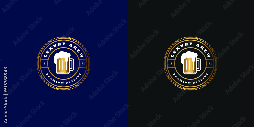 Fototapeta premium Beer logo design vintage badge label style vector design