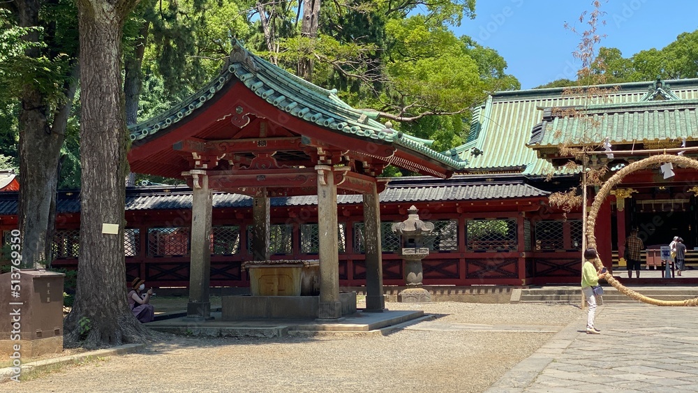 “Chozuya” holy purification fountain / well hut at Japanese shrine, during the traditional purification ceremony month, year 2022 June 28th