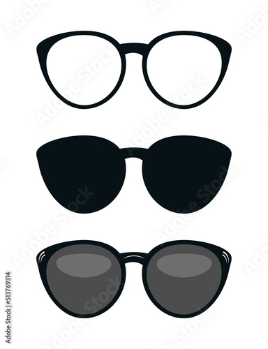 Sunglasses set of flat vector icons