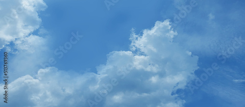 Beautiful bright and fresh blue sky background with clouds cape, Abstract watercolor painted cloudy blue sky background for wallpaper and creative design.