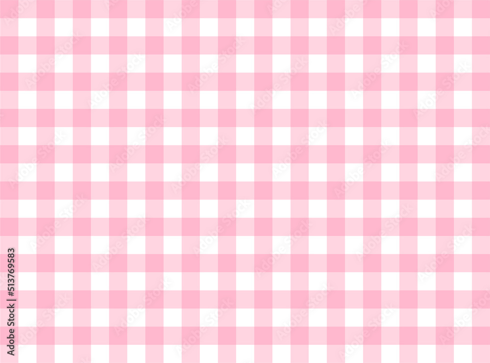 Pink gingham fabric square checkered seamless pattern texture background  vector Stock Vector