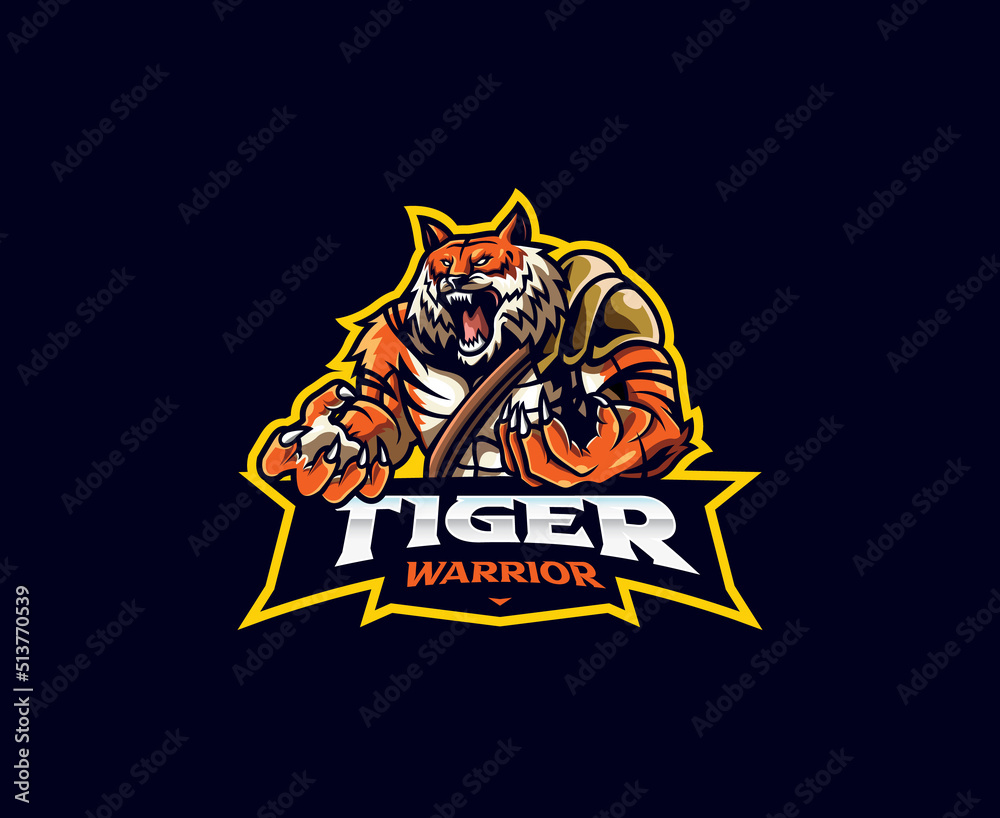 Tiger warrior mascot logo design