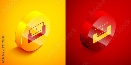 Free Download Isometric Armchair icon isolated on orange and red background. Circle button. Vector - GFXLoad
