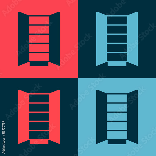 Pop art Wardrobe icon isolated on color background. Cupboard sign. Vector