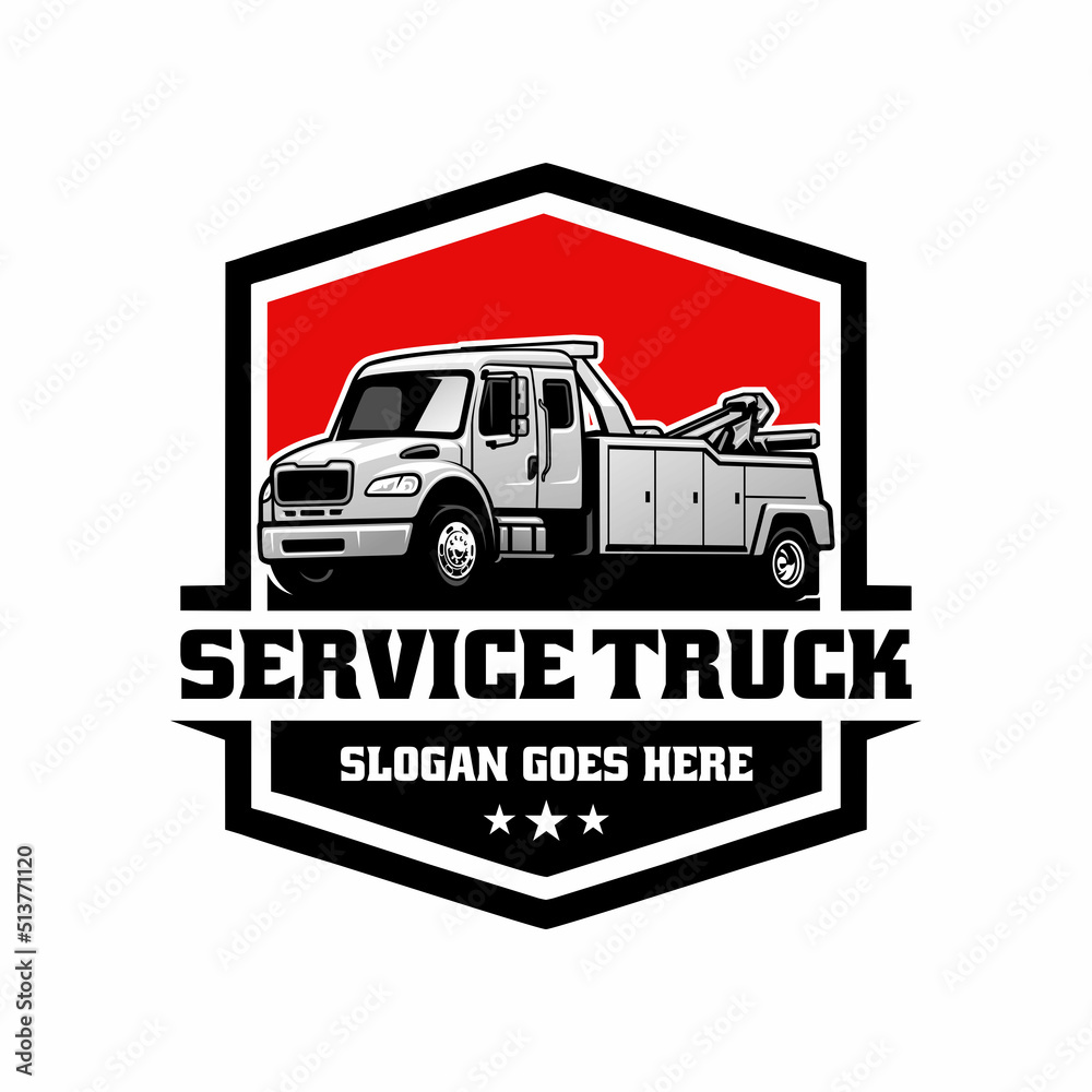 service and towing truck illustration logo vector