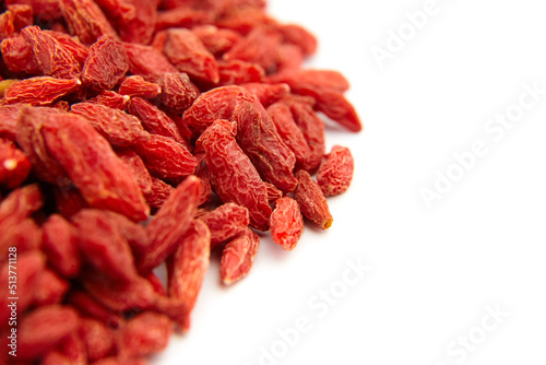 Dried goji berries isolated on white