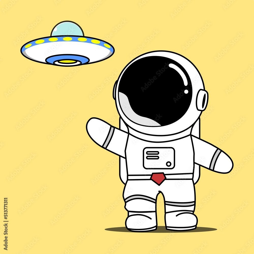 Astronaut Catching The UFO Cartoon Illustration Astronaut Catching The UFO Cartoon Illustration