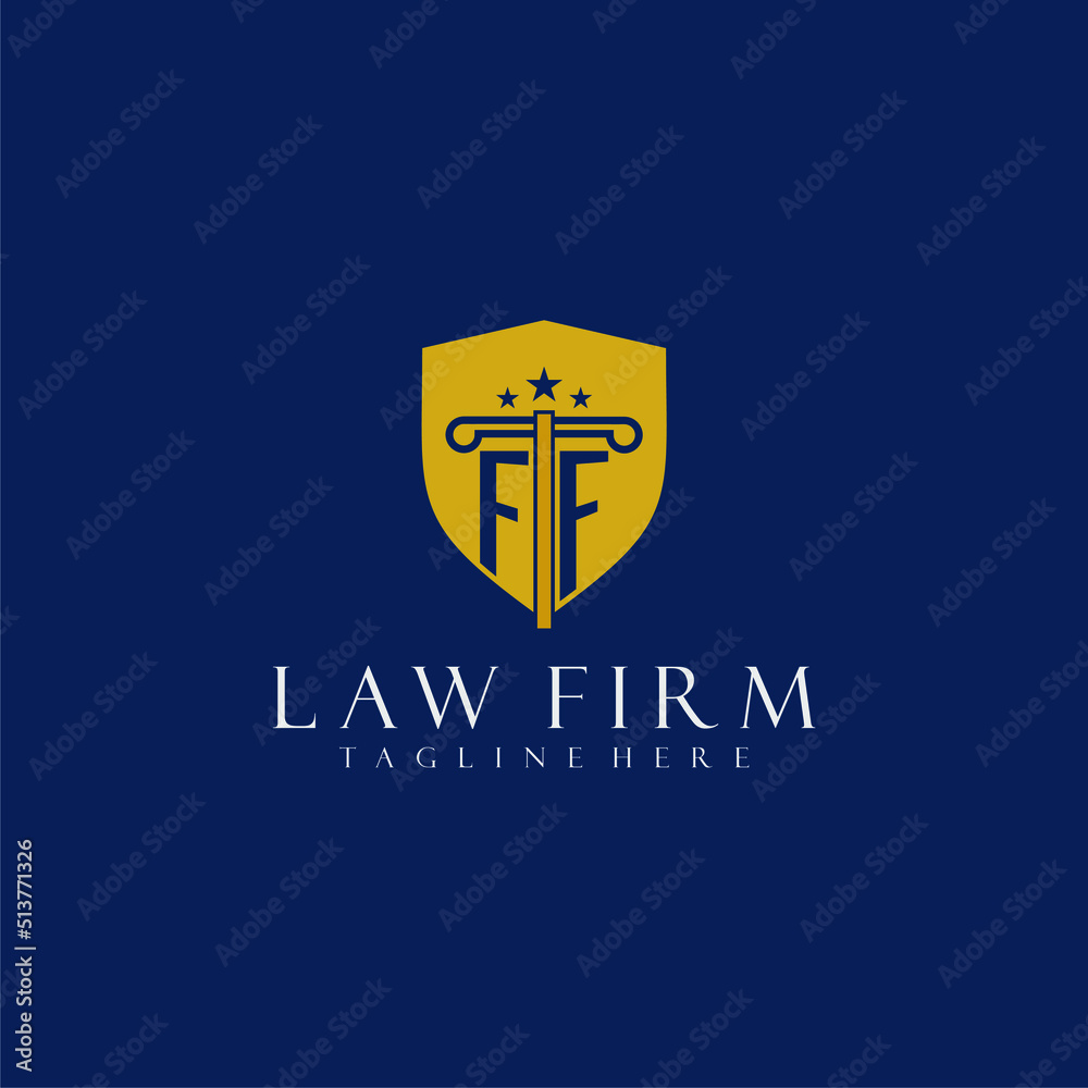 FF initial monogram lawfirm logo with pillar and shield design Stock ...