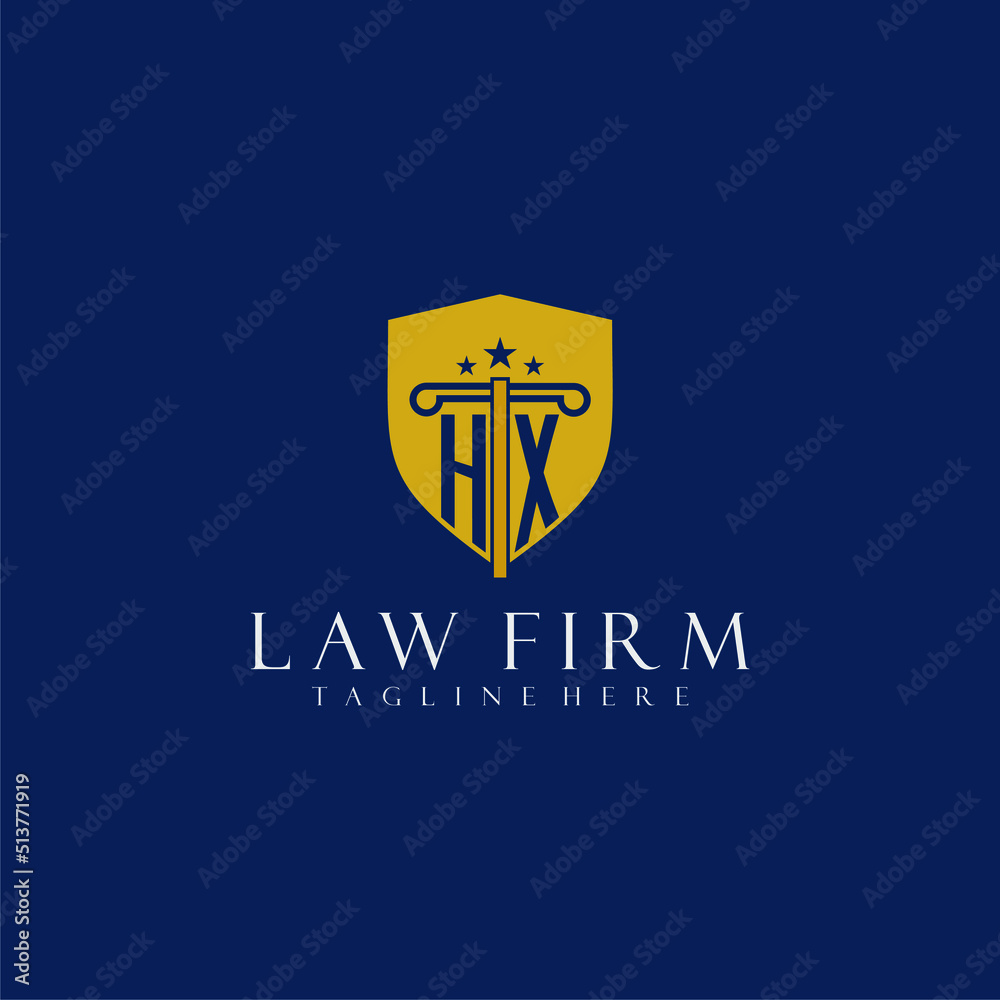 HX initial monogram lawfirm logo with pillar and shield design Stock ...