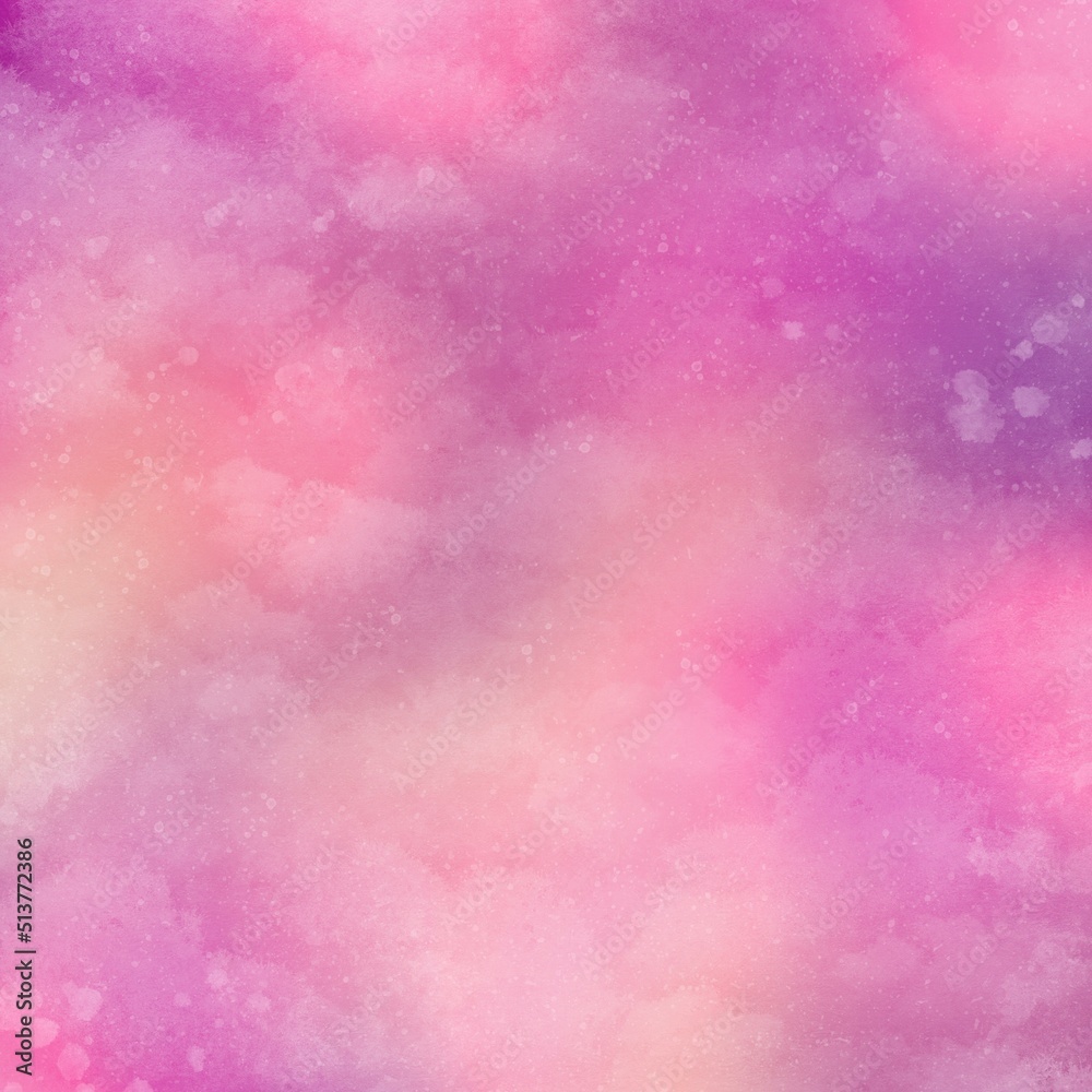 Pink cloudy sky design as a background. Soft gradient pastel texture. Purple textured pattern, colorful vintage design. Abstract watercolor texture for wallpaper.