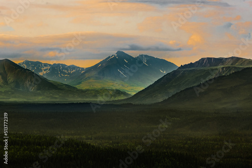 Mountain sunset from Sugarloaf Mountain,, Denali NP, Denali AK