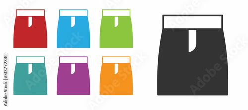 Black Skirt icon isolated on white background. Set icons colorful. Vector