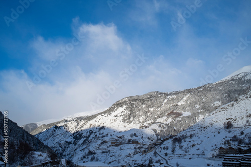 snowy mountains of the Principality of Andorra. Snow, skiing, mountains, clouds, a perfect place.