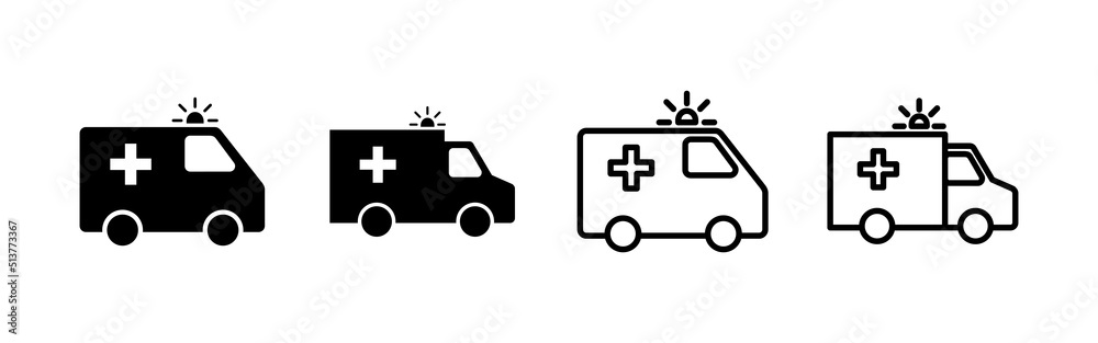 Ambulance icon vector. ambulance truck sign and symbol. ambulance car Ambulance icon vector. ambulance truck sign and symbol. ambulance car