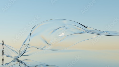 Wind glass ribbon on water. abstract wallpaper for banner. 3d rendering. © Juan