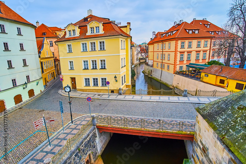 Na Kampe street and Devil's Canal, Prague, Czech Republic photo