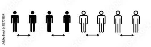 Social distance icon vector. social distancing sign and symbol. self quarantine sign