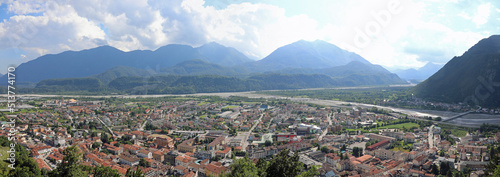 Quadro su tela Tolmezzo, UD, Italy - June 25, 2022: Panoramic View of the City