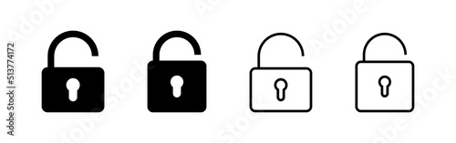Unlock icon vector. Unlock sign and symbol. unlocked padlock icon photo