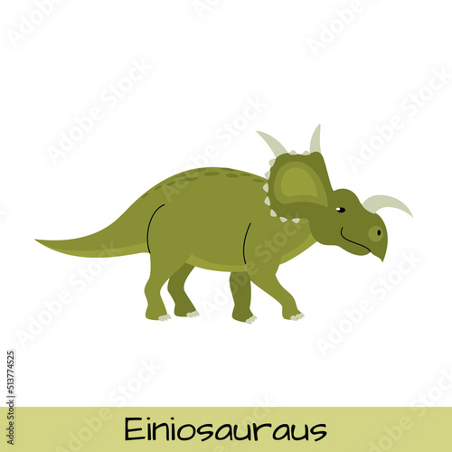 Einiosauraus dinosaur vector illustration isolated on white background.
