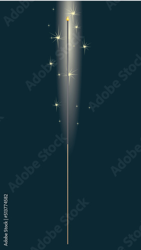 Xmas bengal fire. vector illustration