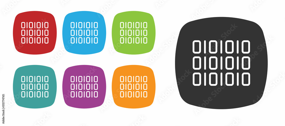 Black Binary code icon isolated on white background. Set icons colorful. Vector Black Binary code icon isolated on white background. Set icons colorful. Vector