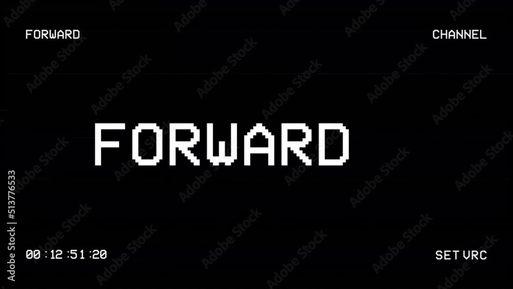 Vintage VHS. Forward, rewind and stop scenes. Defects noise and