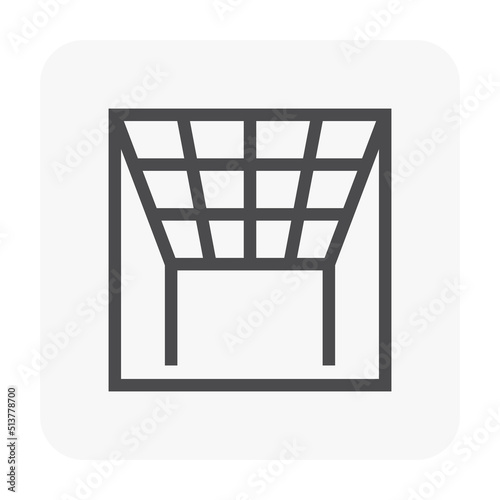 Interior room, home, office, showroom or building. Include grid line of ceiling frame at high to suspended or install board, gypsum panel, plasterboard or drywall for vector icon, logo design element.