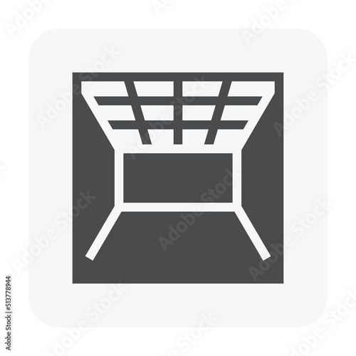 Empty room vector icon design in perspective consist of floor, wall and ceiling frame. Space for living, office inside building. Concept for interior design, architecture, decoration and construction.
