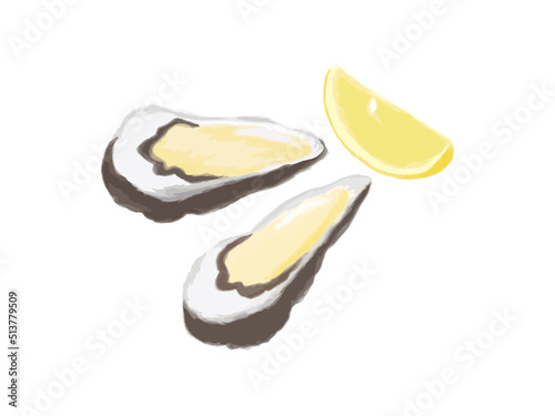 牡蠣とカットレモン photo