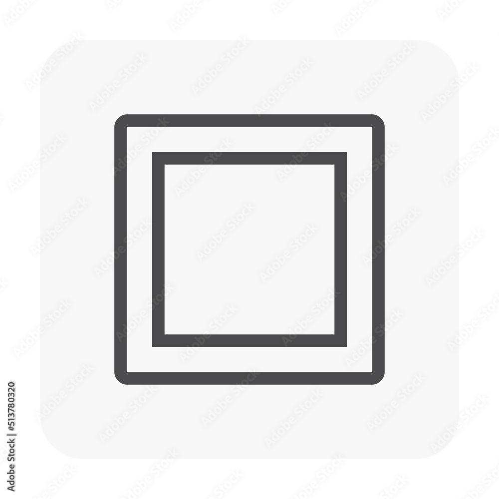Ceiling tray vector icon with square shape. Modern interior design idea, architecture and building decoration with board, drywall, gypsum panel or plasterboard for install accent lighting in room. Ceiling tray vector icon with square shape. Modern interior design idea, architecture and building decoration with board, drywall, gypsum panel or plasterboard for install accent lighting in room.