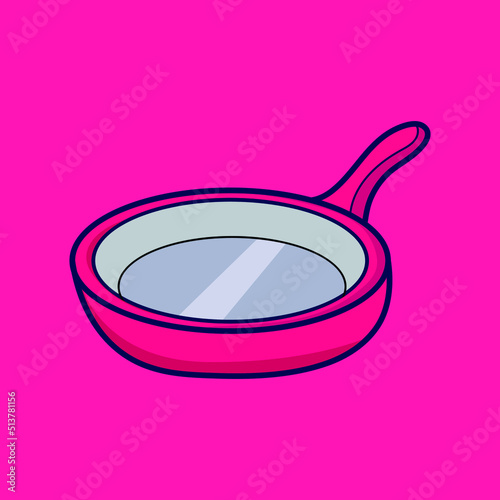 frying pan illustration, Pan cartoon set icon