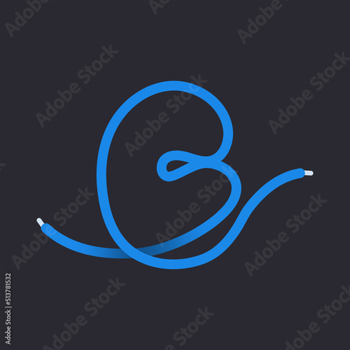 G letter made shoelace. Vector isolated font for app logo, sport design, creative template and more
