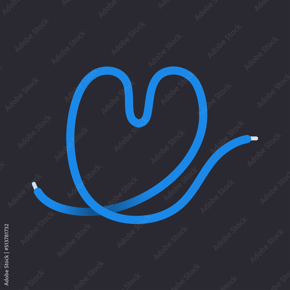 V letter made shoelace. Vector isolated font for app logo, sport design, creative template and more V letter made shoelace. Vector isolated font for app logo, sport design, creative template and more
