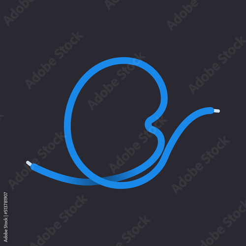 C letter made shoelace. Vector isolated font for app logo, sport design, creative template and more