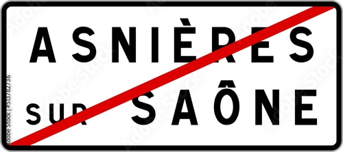 Quadro su tela Panneau sortie ville agglomération Asnières-sur-Saône / Town exit sign Asnières-