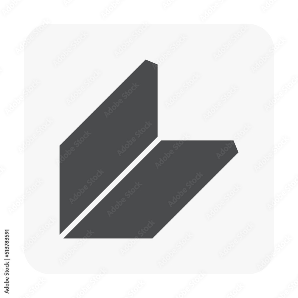Aluminium frame profile called wall angle vector icon for construction wall and ceiling framing structure for install, attaching and fixings, board, drywall, plasterboard or gymsum panel.
Aluminium frame profile called wall angle vector icon for construction wall and ceiling framing structure for install, attaching and fixings, board, drywall, plasterboard or gymsum panel.