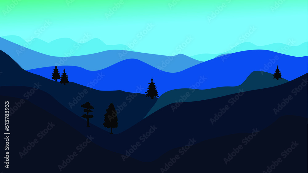 Mountains silhouettes panorama at dawn. Mountains landscape illustration. Mountains silhouettes panorama at dawn. Mountains landscape illustration.