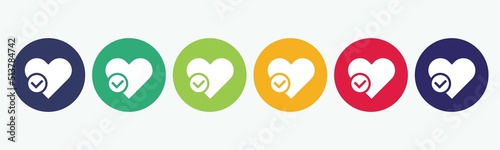 Vector set isolated with romantic, check favorite, love icon.