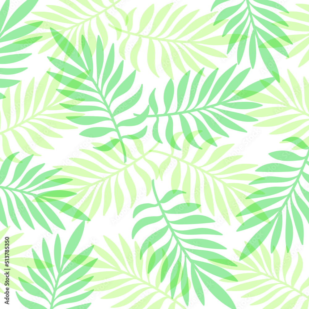 Simple Tropical Leaves Background. Abstract Backdrop With Overlaying Palm Leaves of Green and Mint Color. Summer Exotic Wallpaper Vector. Simple Tropical Leaves Background. Abstract Backdrop With Overlaying Palm Leaves of Green and Mint Color. Summer Exotic Wallpaper Vector.