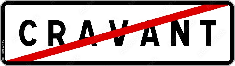 Panneau sortie ville agglomération Cravant / Town exit sign Cravant Panneau sortie ville agglomération Cravant / Town exit sign Cravant