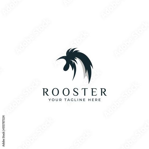 Chicken logo, rooster head logo with fish combination. Logo for company business, restaurant or restaurant or food stall. Using penditan simple vector illustration.