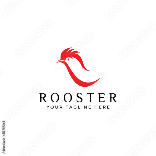 Chicken logo, rooster head logo with fish combination. Logo for company business, restaurant or restaurant or food stall. Using penditan simple vector illustration.