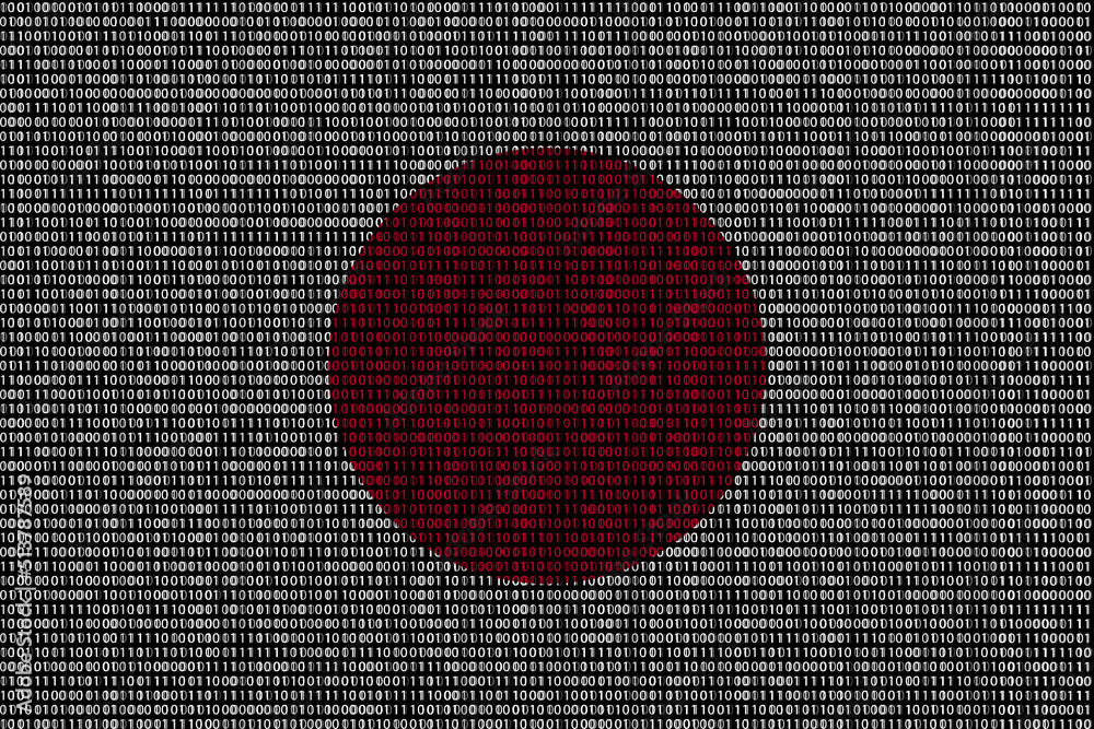 Japan flag superimposed on duplicate computer code that permeates each ...