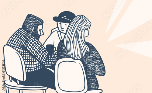 A sketch of people in a cafe. Vector illustration