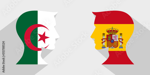 face to face concept. algeria vs spain. vector illustration