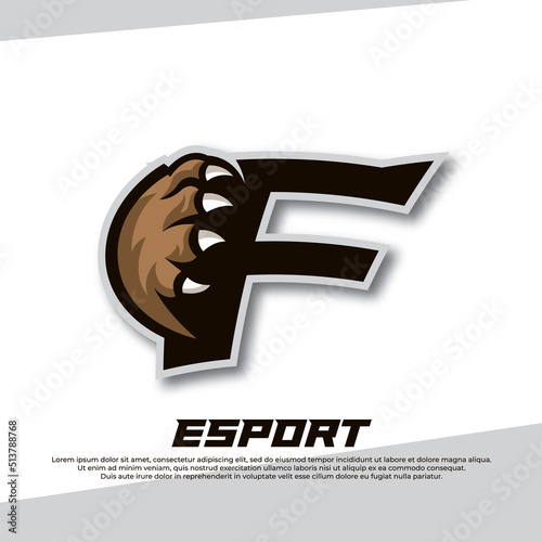 Photography Claw esport logo letter F, Tiger esport logo, Bear claw esport, Fox esport logo,