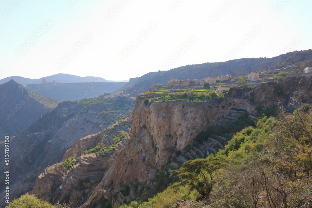 Sunset view in the mountains of Jebel Akhdar, close to Sayq, Oman