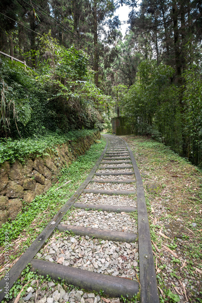Fototapeta premium Old railway track in Fenqihu Trail, Fenchihu Old Town, Taiwan